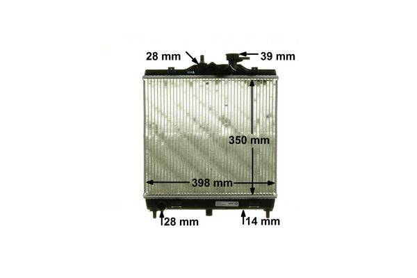 Kühler Motor Kühlrippen gelötet 410 mm - 375 mm Kunststoff MAHLE für KIA PICANTO