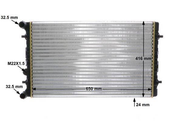 Kühler Motor Rippen mechanisch gefügt 650 mm - 415 mm MAHLE für u.a. VW GOLF