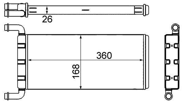 Wärmetauscher Innenraumheizung Alu 360 mm - 168 mm MAHLE für u.a. MB SPRINTER