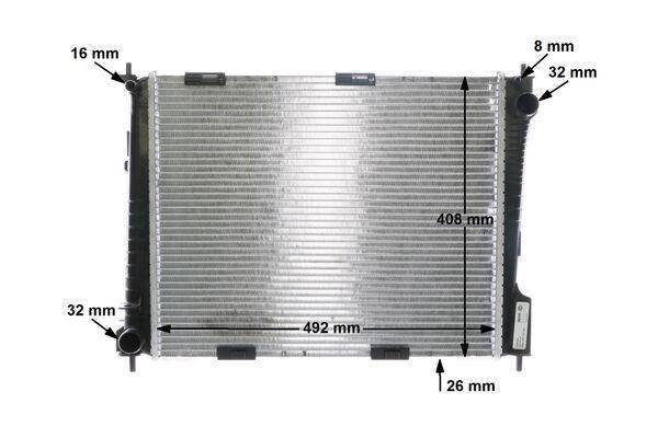 Kühler Motor Kühlrippen gelötet 492 mm - 408 mm MAHLE für u.a. RENAULT CLIO