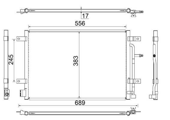 Kondensator Klima ohne Druckschalter Kühlrohre parallel MAHLE für u.a. AUDI A4
