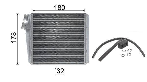 Wärmetauscher Innenraumheizung Alu 180 mm - 178 mm MAHLE für u.a. VOLVO V60