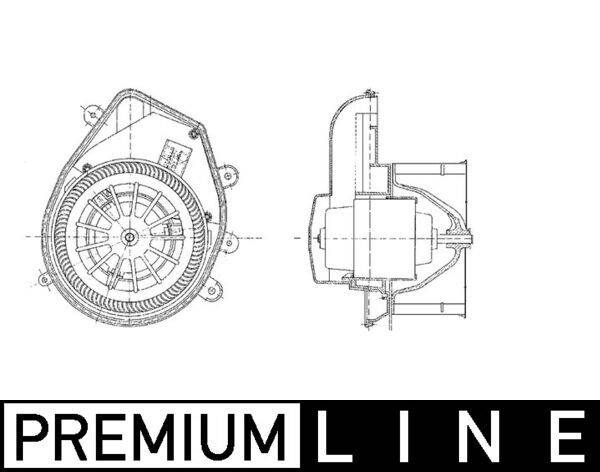 Innenraumgebläse 12 V 150 W Ø 146 mm 2-polig MAHLE für u.a. AUDI A4