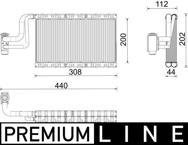 Verdampfer Klima Rohre parallel 200 mm - 308 mm MAHLE für u.a. MAN TGX