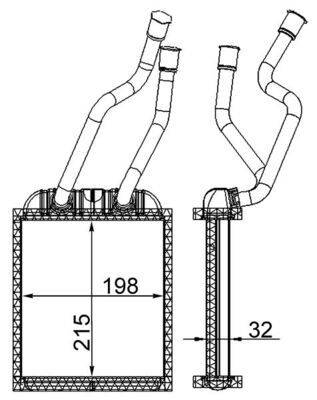 Wärmetauscher Innenraumheizung Alu 210 mm - 188 mm MAHLE für u.a. AUDI Q7
