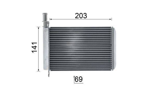 Ladeluftkühler Kühlrippen gelötet Alu 141 mm - 203 mm MAHLE für u.a. AUDI A6