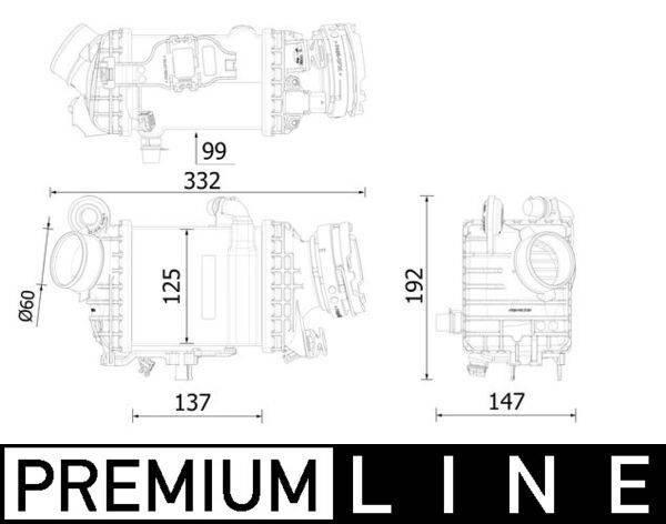 Ladeluftkühler Kühlrippen gelötet Alu 137 mm - 125 mm MAHLE für u.a. BMW 7er