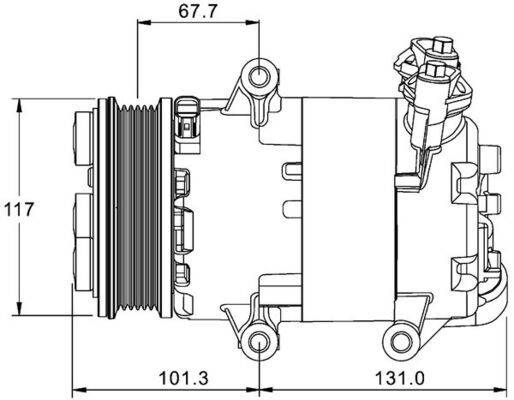 Klimakompressor 12 V Ø 110 mm MAHLE für u.a. LAND ROVER FREELANDER