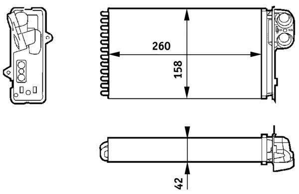 Wärmetauscher Innenraumheizung Alu 260 mm - 157 mm MAHLE für u.a. RENAULT SCÉNIC