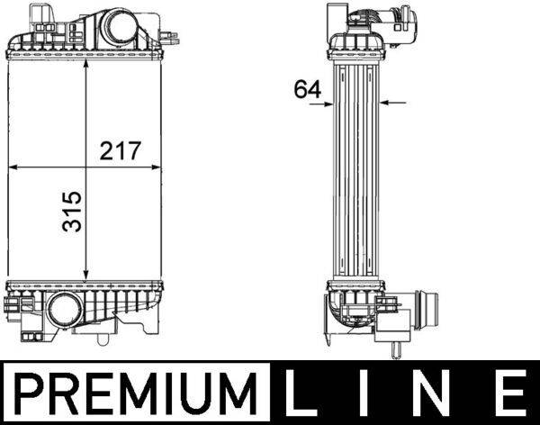 Ladeluftkühler Kühlrippen gelötet Alu 217 mm - 315 mm MAHLE für u.a. OPEL MERIVA