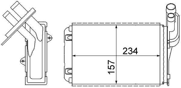 Wärmetauscher Innenraumheizung Alu 234 mm - 157 mm MAHLE für u.a. RENAULT 19