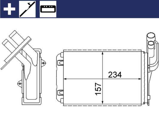 Wärmetauscher Innenraumheizung Alu 234 mm - 157 mm MAHLE für u.a. RENAULT 19