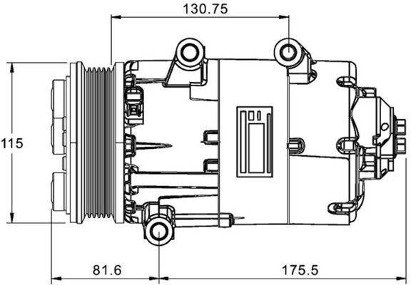 Klimakompressor 12 V Ø 110 mm MAHLE passend für u.a. FORD GALAXY
