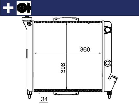 Kühler Motor Rippen mech. gefügt 360 mm - 398 mm MAHLE für u.a. RENAULT SUPER