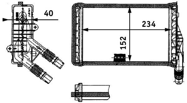 Wärmetauscher Innenraumheizung Alu 234 mm - 152 mm MAHLE für u.a. RENAULT KANGOO