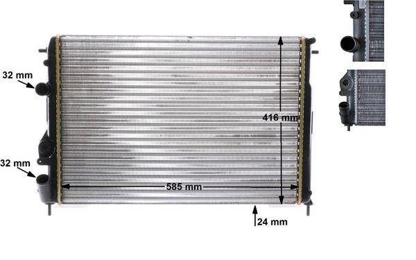 Kühler Motor Rippen mech. gefügt 585 mm - 416 mm MAHLE für u.a. RENAULT SCÉNIC