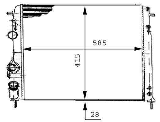 Kühler Motor Rippen mech. gefügt 585 mm - 416 mm MAHLE für u.a. RENAULT SCÉNIC