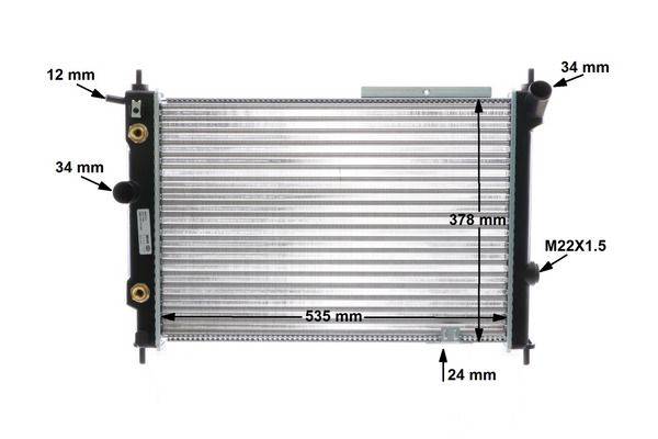 Kühler Motor Rippen mechanisch gefügt 535 mm - 367 mm MAHLE für u.a. OPEL ASTRA