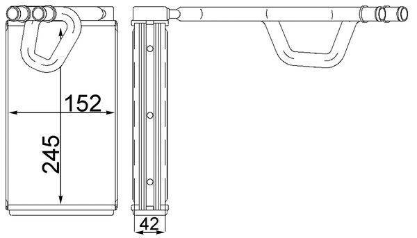 Wärmetauscher Innenraumheizung Alu 245 mm - 147 mm MAHLE für u.a. NISSAN MURANO