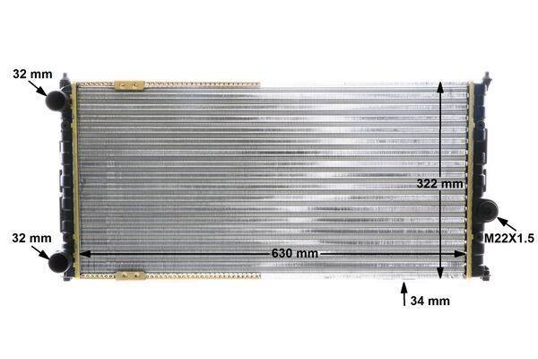 Kühler Motor Rippen mech. gefügt 628 mm - 322 mm MAHLE für u.a. SEAT CORDOBA