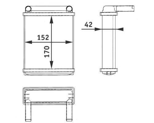 Wärmetauscher Heizung Rippen gefügt Alu 170mm-152mm MAHLE für u.a. MB SPRINTER