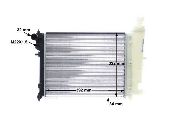 Kühler Motor Rippen mech. gefügt 390 mm - 322 mm MAHLE für u.a. CITROËN SAXO