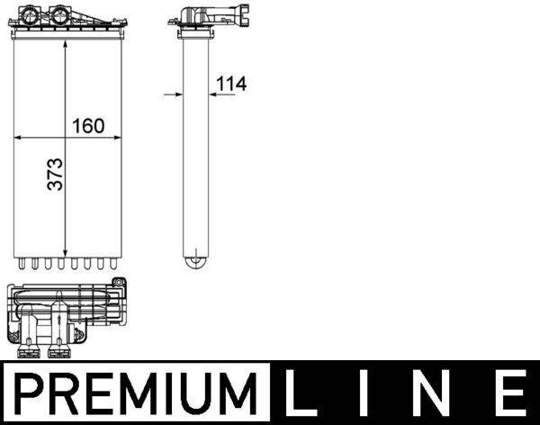 Wärmetauscher Heizung Rippen gefügt Alu 373mm-160mm MAHLE für u.a. CITROËN DS5