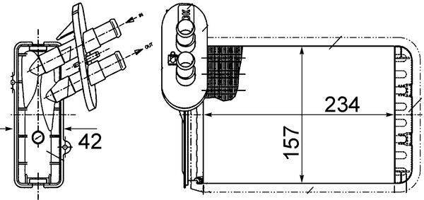 Wärmetauscher Innenraumheizung Alu 266 mm - 152 mm MAHLE für u.a. VW SHARAN