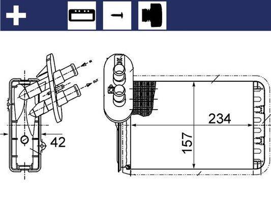Wärmetauscher Innenraumheizung Alu 266 mm - 152 mm MAHLE für u.a. VW SHARAN