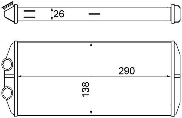 Wärmetauscher Auto-Heizung Alu 290 mm - 138 mm MAHLE für u.a. PEUGEOT PARTNER