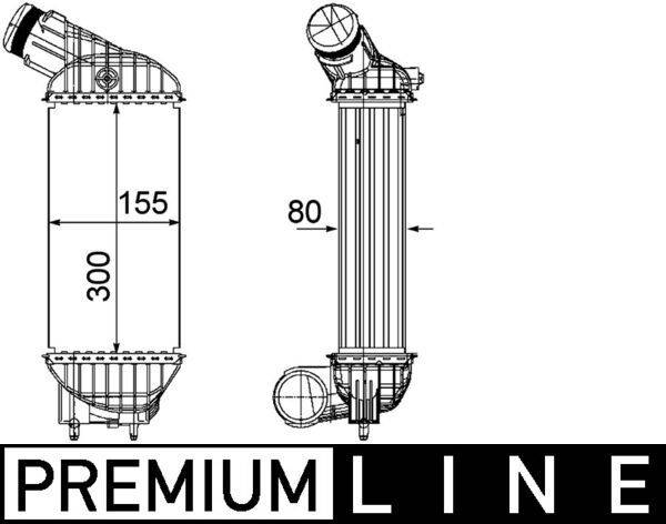 Ladeluftkühler Rippen gelötet Alu 300 mm - 155 mm MAHLE für u.a. PEUGEOT 5008