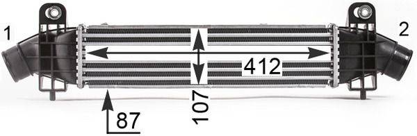Ladeluftkühler Kühlrippen gelötet Alu 412 mm - 91 mm MAHLE für u.a. FORD MONDEO