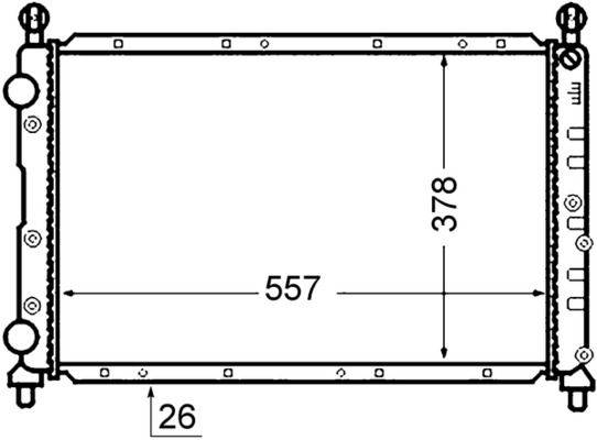 Kühler Motor Rippen mech. gefügt 558 mm - 378 mm MAHLE für u.a. ALFA ROMEO 145