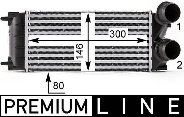 Ladeluftkühler Rippen gelötet Alu 300mm - 150mm MAHLE für u.a. CITROËN BERLINGO