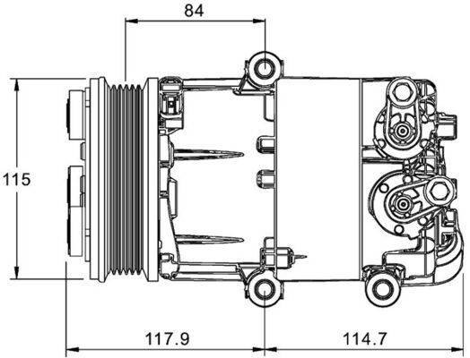 Klimakompressor 12 V Ø 110 mm MAHLE passend für u.a. FORD MONDEO