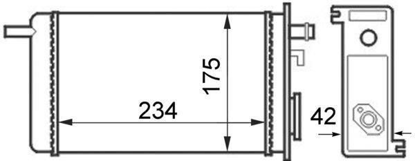 Wärmetauscher Innenraumheizung Alu 234 mm - 175 mm MAHLE für u.a. RENAULT TRAFIC