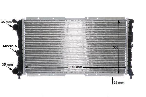 Kühler Motor Kühlrippen gelötet 575 mm - 308 mm Kunststoff MAHLE für FIAT PUNTO