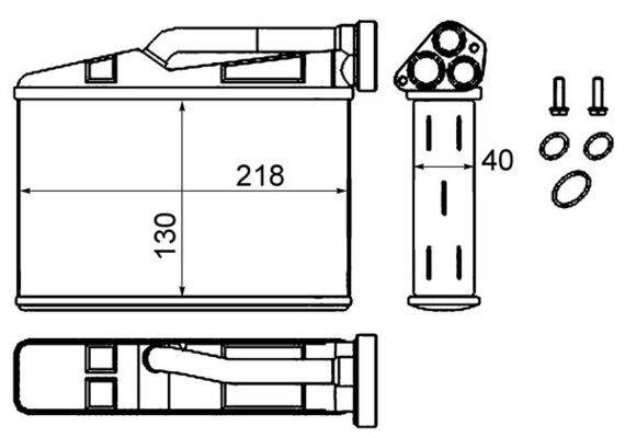 Wärmetauscher Innenraumheizung Alu 218 mm - 130 mm MAHLE für u.a. BMW 5er