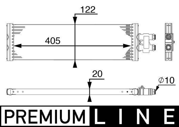 Ölkühler Automatik Rippen gelötet 405 mm - 122 mm MAHLE für u.a. MB V-KLASSE