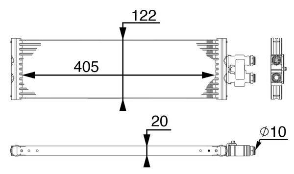 Ölkühler Automatik Rippen gelötet 405 mm - 122 mm MAHLE für u.a. MB V-KLASSE
