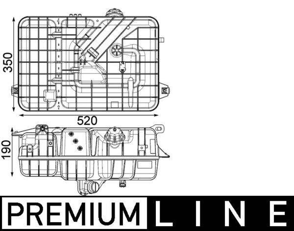 Ausgleichsbehälter Kühlmittel 520 mm x 350 mm x 190 mm MAHLE für u.a. MB AROCS