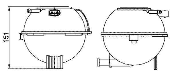 Ausgleichsbehälter Kühlmittel 167 mm x 151 mm x 154 mm MAHLE für u.a. VW POLO