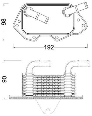 Ölkühler Kühlrippen gelötet 192 mm - 98 mm MAHLE für u.a. AUDI A6