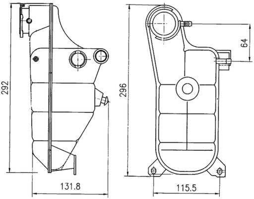 Ausgleichsbehälter Kühlmittel 132 mm x 172 mm x 292 mm MAHLE für u.a. MB 124