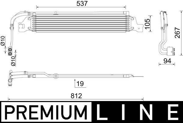 Ölkühler Automatik Rippen gelötet 537 mm - 105 mm MAHLE für u.a. OPEL ASTRA