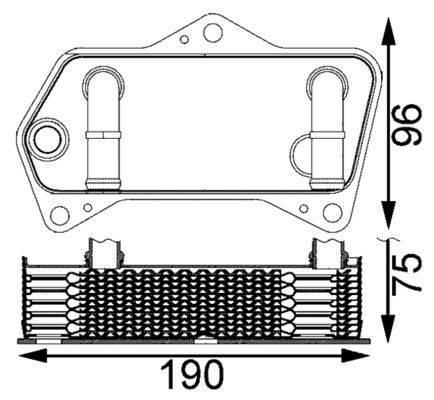 Ölkühler Automatikgetriebe Rippen gelötet 190 mm - 75 mm MAHLE für u.a. AUDI A3
