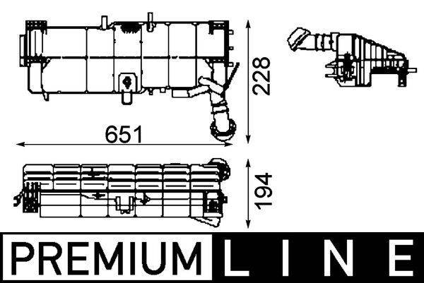 Ausgleichsbehälter Kühlmittel 651 mm x 228 mm x 194 mm MAHLE für u.a. MB AXOR