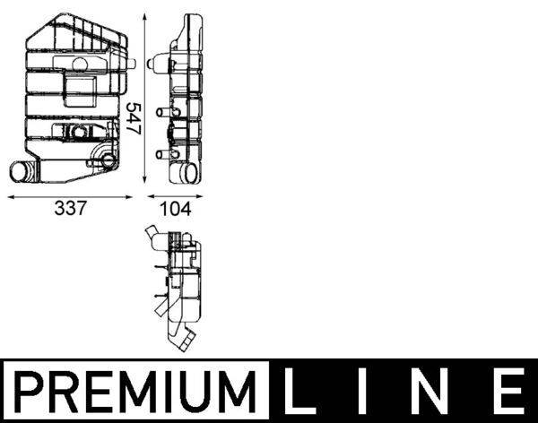 Ausgleichsbehälter Kühlmittel 547 mm x 337 mm x 104 mm MAHLE für u.a. DAF 95