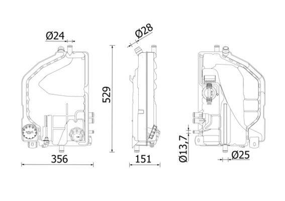 Ausgleichsbehälter Kühlmittel 529 mm x 356 mm x 151 mm MAHLE für u.a. MB ATEGO
