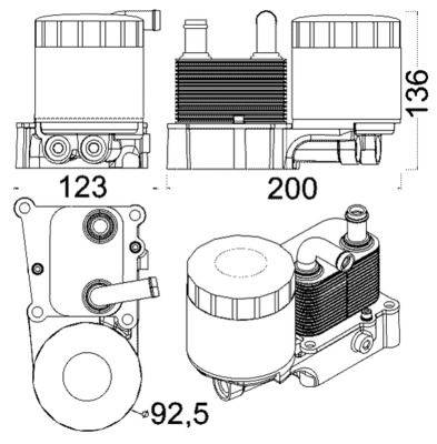 Ölkühler Kühlrippen gelötet 94 mm - 62 mm MAHLE für u.a. FORD FOCUS